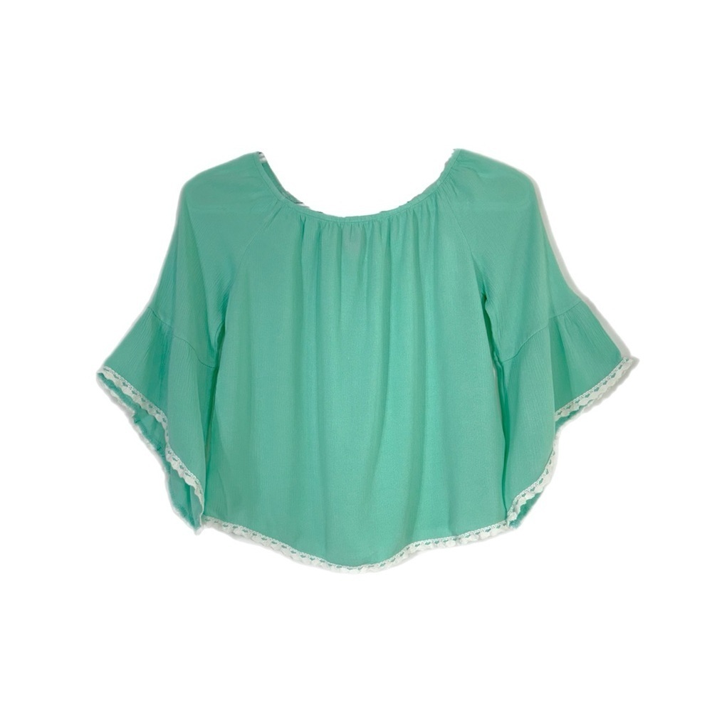 L.O.T. Apparel Girl’s Mint Green Angel Sleeve Blouse